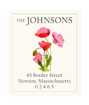 Pink Poppies - Return Address Labels
