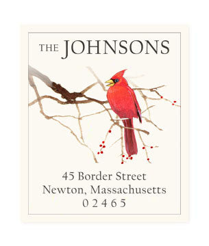 Cardinal And Red Berries - Return Address Labels