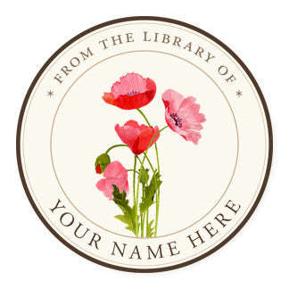 Pink Poppies - Ex Libris Medallions