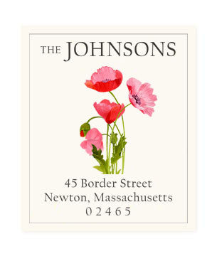 Pink Poppies - Return Address Labels