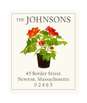 Red Begonia - Return Address Labels