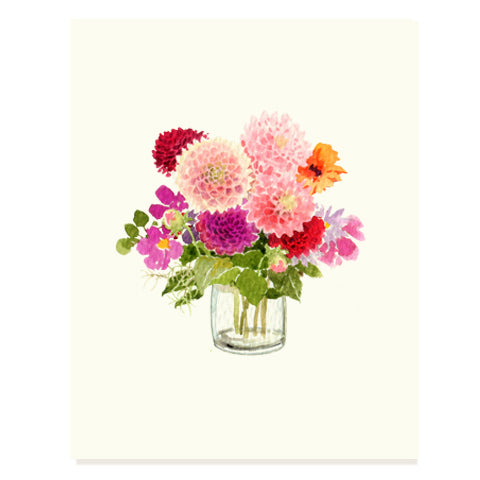 Pink and plum bouquet of dahlias.