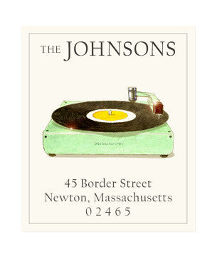 Retro Record Player - Return Address Labels