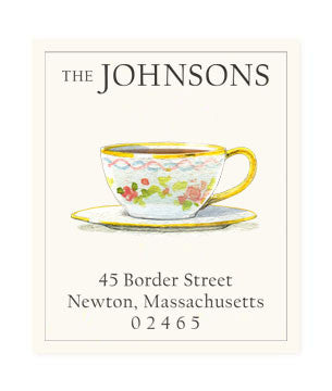 Gold Rim Teacup - Return Address Labels