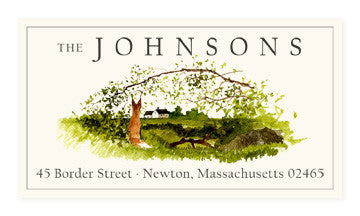Fox with Arched Branch - Panoramic Return Address Labels