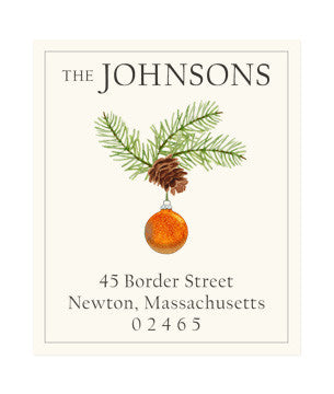 Ornament with Pine Cone - Return Address Labels