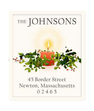 Holly And Candle - Return Address Labels