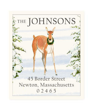 Deer And Wreath - Return Address Labels