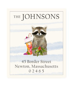 Christmas Raccoon - Return Address Labels