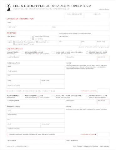Address Album Order Form