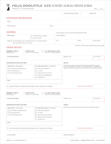 Book Lovers Album Order Form
